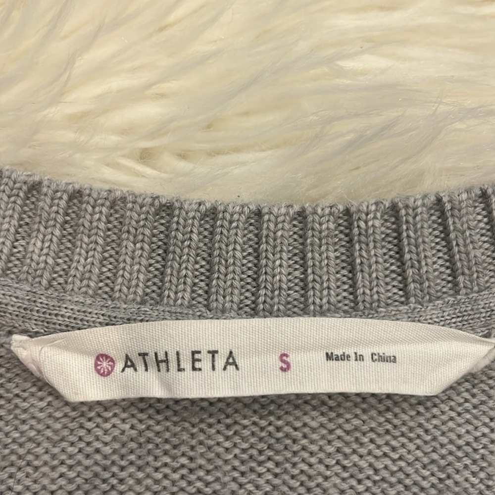 Athleta Nopa merino wool side lace up sweater light gray S - Picture 5 of 9